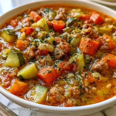 Italian Sausage Zucchini Soup for 6 Recipe Card