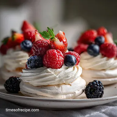 Mini Pavlova with Berries: Crispy Baked Recipe Card