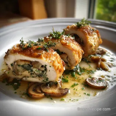 Quick and Easy Mushroom Stuffed Chicken Breast with Garlic for 4 Servings