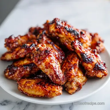 Oven Baked BBQ Chicken Wing Recipe with Honey Glaze for 5 Servings Recipe Card