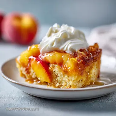 Peaches and Cream Cake with Velvety Crumb for 12 Servings Recipe Card