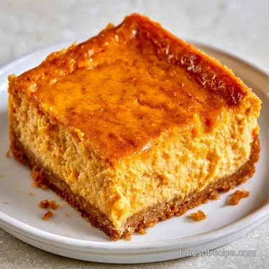 Creamy Pumpkin Cheesecake Bars Recipe Card