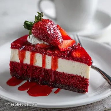 Red Velvet Strawberry Cheesecake for 12 Servings Recipe Card