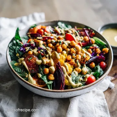 Roasted Chickpea and Veggie Bowl with Lemon Tahini for 4 Servings Recipe Card