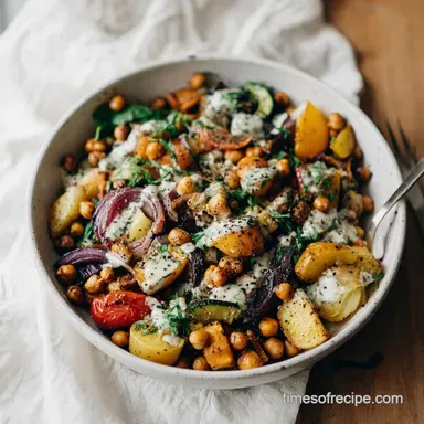 Roasted Chickpea and Veggie Bowl with Lemon Tahini for 4 Servings