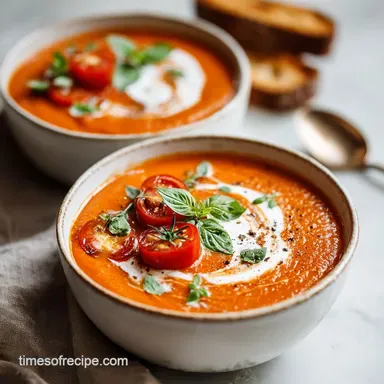 Cream of Tomato Soup with Fresh Tomatoes for 6 Servings Recipe Card