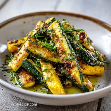 Roasted Zucchini and Squash: 30 Minute Crispy Side Dish Recipe Card