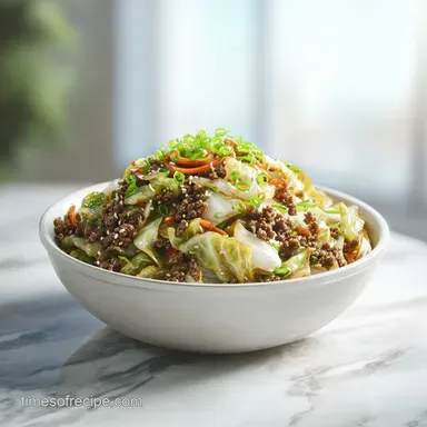 Savory Chinese Ground Beef and Cabbage Stir Fry for 4 Servings