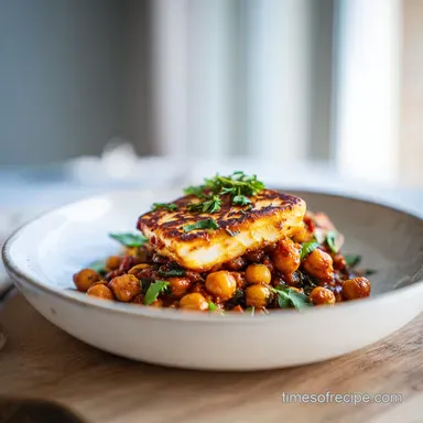 Sheet Pan Halloumi Bake in 25 Minutes with Spiced Chickpeas Recipe Card