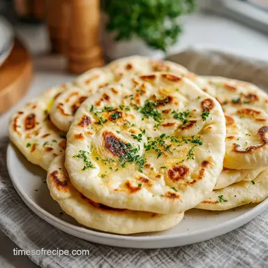 Soft Naan Bread Skillet Recipe in 25 Minutes Recipe Card