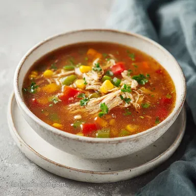 Crock Pot Chicken Tortilla Soup for 6 Servings Recipe Card