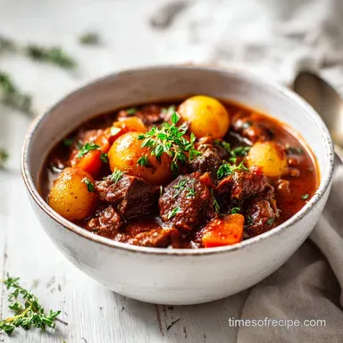 Slow Cooker Poor Mans Stew for 6 Servings | Tender and Savory Recipe Card