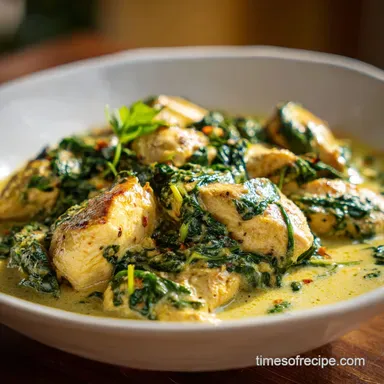 Easy Spinach Chicken Recipe for 4 Servings Recipe Card