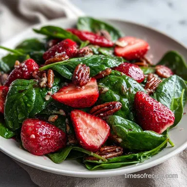 Spinach Strawberry Salad with Pecans for 4 Servings Recipe Card