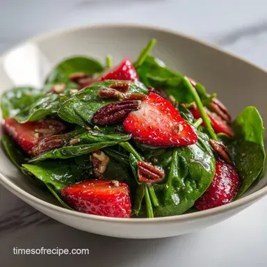 Spinach Strawberry Salad with Pecans for 4 Servings