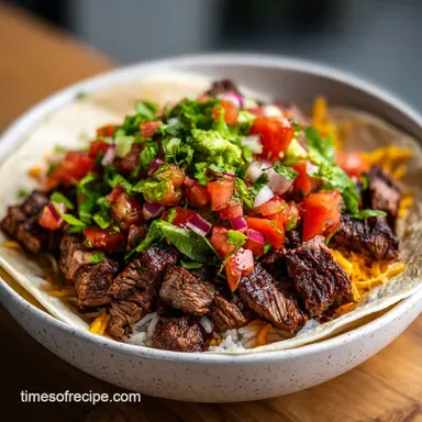 Steak Burrito Bowl with Lime Rice in 35 Min Recipe Card