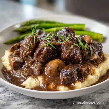Beef Tips and Gravy: Silky, Tender for 6 Recipe Card