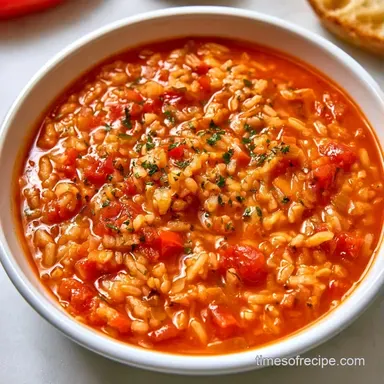 Tomato Rice Vegetable Soup for 4 Servings Recipe Card