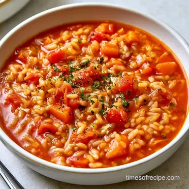 Tomato Rice Vegetable Soup for 4 Servings