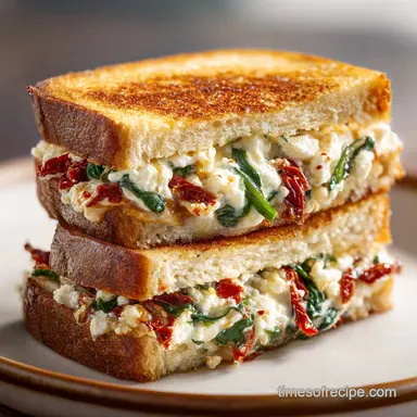 SunDried Tomato Spinach and Ricotta Grilled Cheese Recipe Card