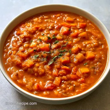 Tomato Vegetable and Lentil Soup for 4 Recipe Card