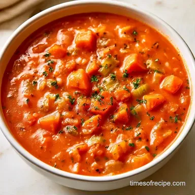 Tomato Vegetable Soup in 55 Minutes Recipe Card