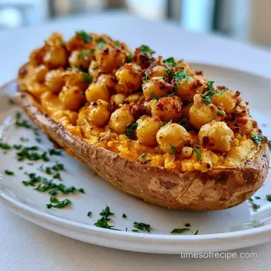 Easy Chickpea Stuffed Sweet Potatoes Recipe Card