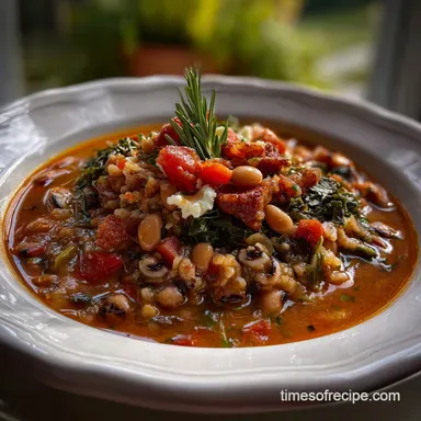 Comforting Hoppin John Stew Recipe with Southern Vegetarian Twist Recipe Card