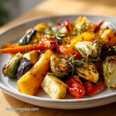 Veggie Dinner Dish with Roasted Vegetables for 4 Servings Recipe Card