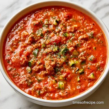 Zucchini Tomato Sausage Soup for 6