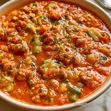 Zucchini Tomato Italian Sausage Soup for 6 Recipe Card