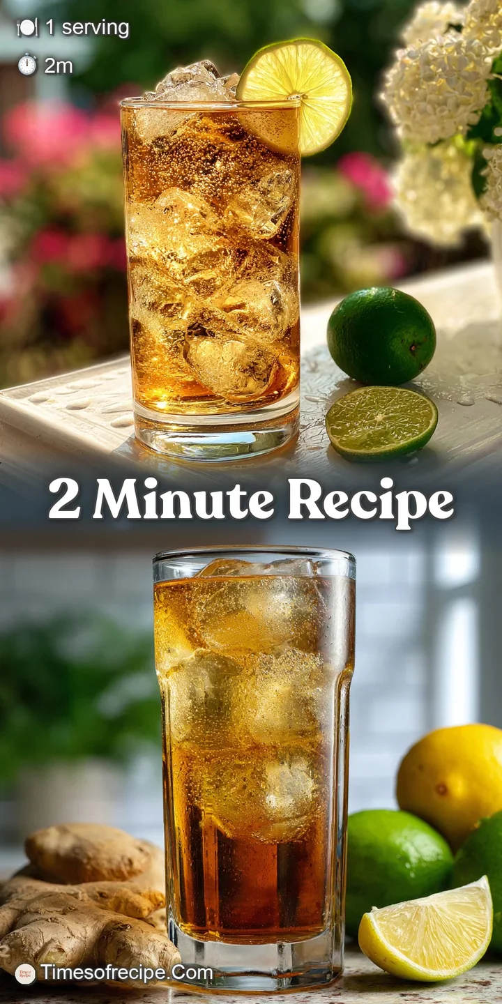 Close-up of a refreshing whisky ginger ale; ice cubes clink, bubbles rise, and a vibrant lime slice adds a citrus burst.