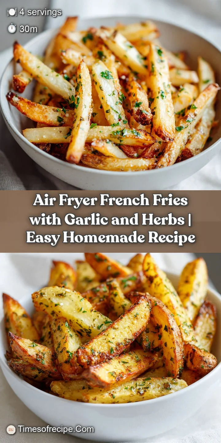 Close-up of perfectly crisp, golden-brown air-fried fries glistening with herbs.