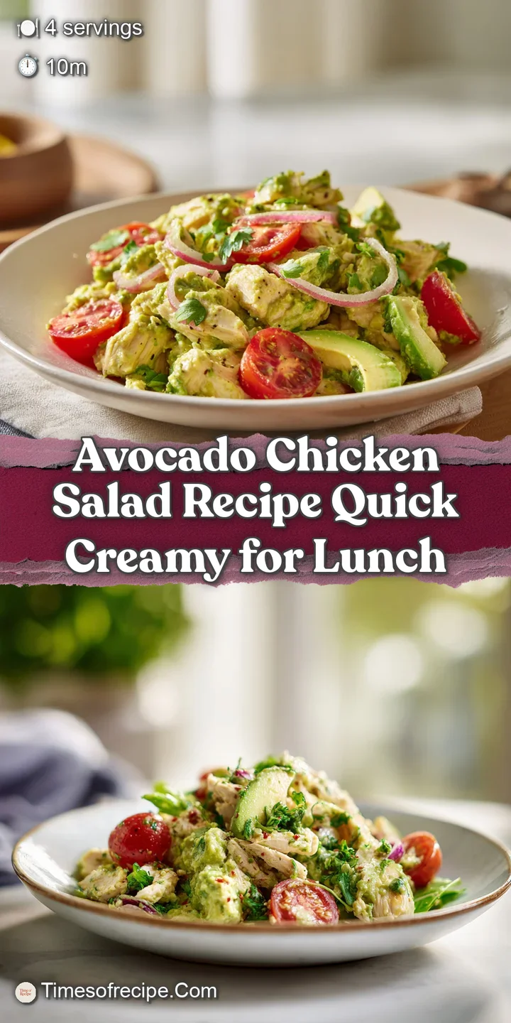 Close-up of luscious avocado chicken salad, showcasing creamy texture and chunks of chicken, promising a cool and satisfyi...