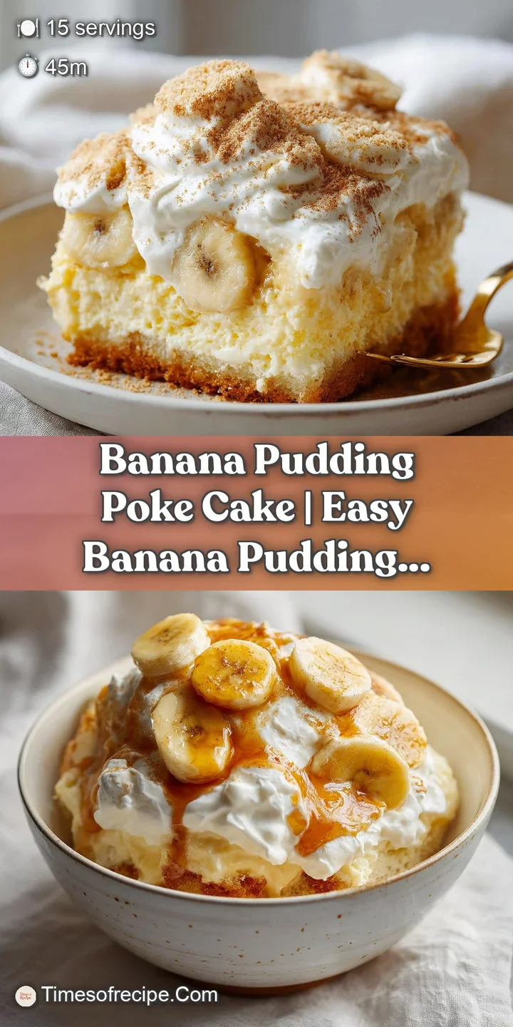 Close-up of fluffy meringue topping melting into creamy banana pudding on cake.