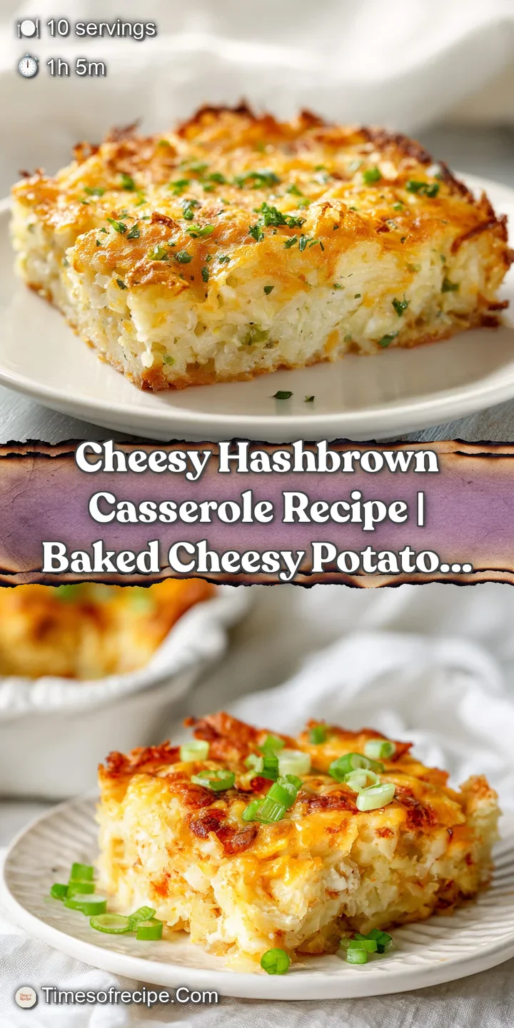 Close-up of cheesy hashbrown casserole: crispy, golden-brown baked edges meet a creamy, soft interior. Delicious and comfo...
