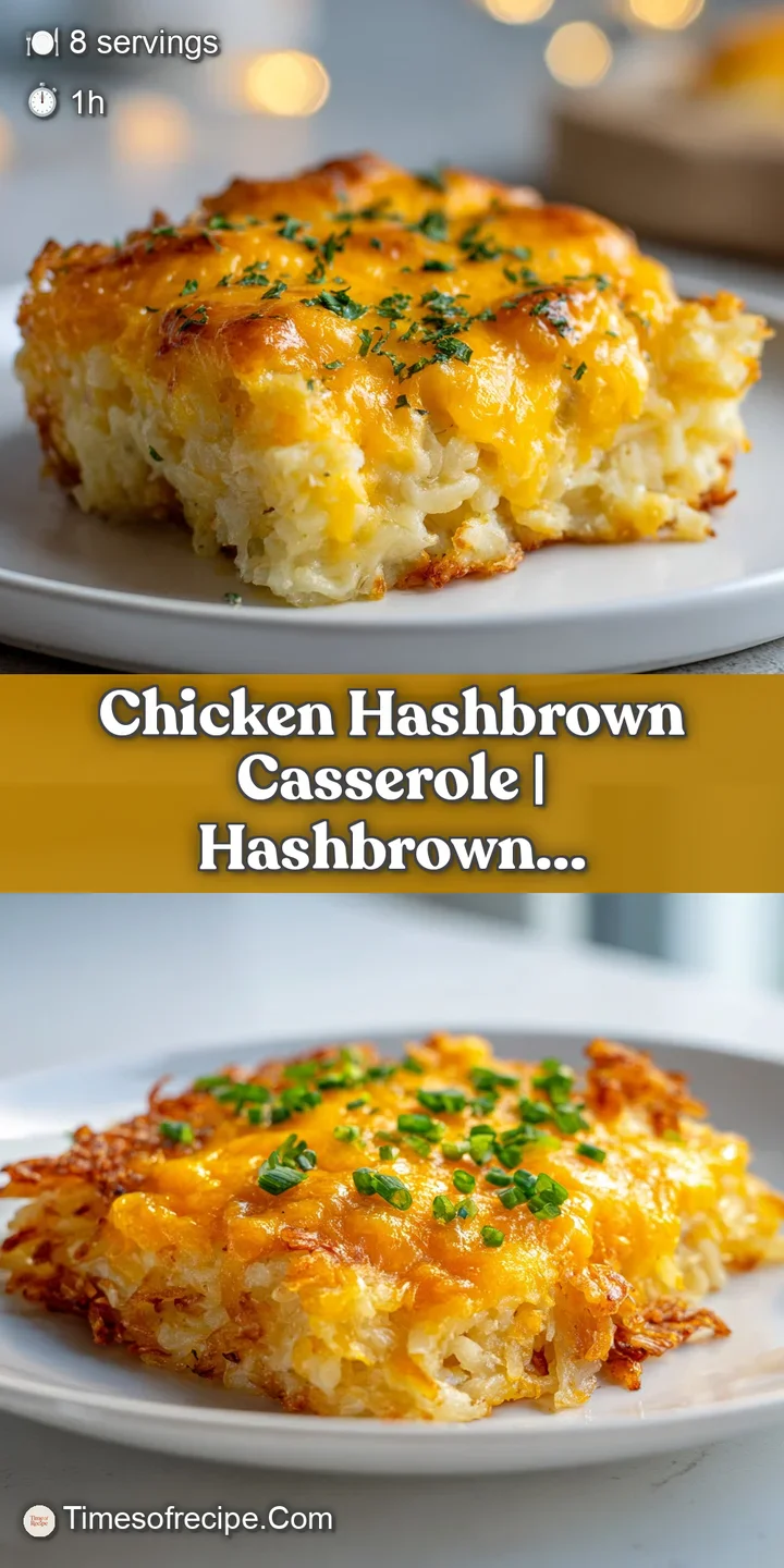 Close-up of melted golden cheese and tender shredded potatoes mixed with juicy chicken in a rich, creamy sauce.