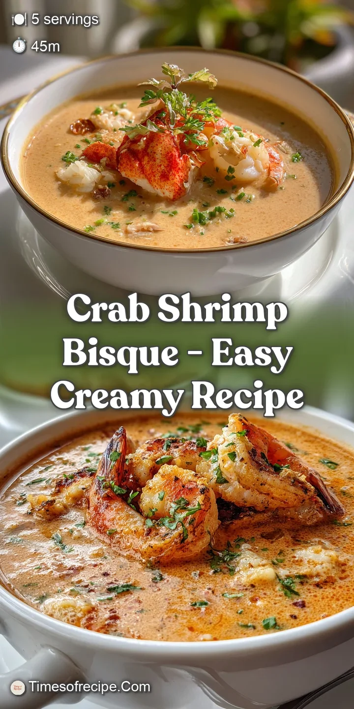 Close-up of luscious crab and shrimp bisque; velvety texture, with visible specks of herbs. A tempting, aromatic seafood i...