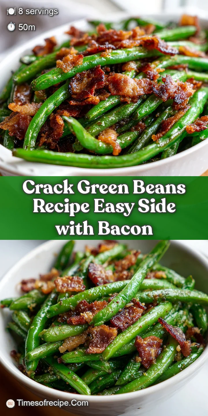 Close-up of glistening, crisp-tender green beans and savory bacon bits, hinting at warmth and delicious flavor.