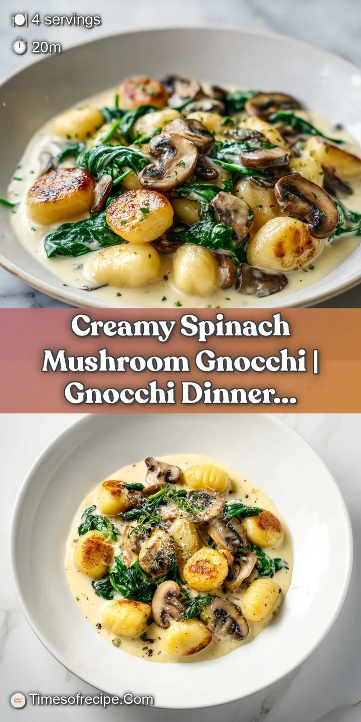 A close-up of velvety white cream sauce clinging to soft dumplings and earthy mushrooms with vibrant green leaves.