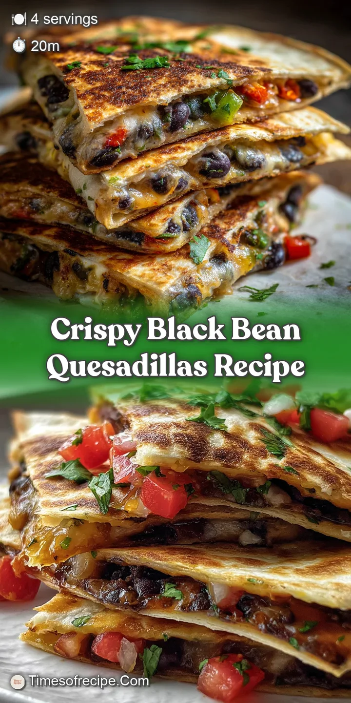 Close-up of a warm, cheesy black bean quesadilla with a crispy tortilla and visible textures of the filling.