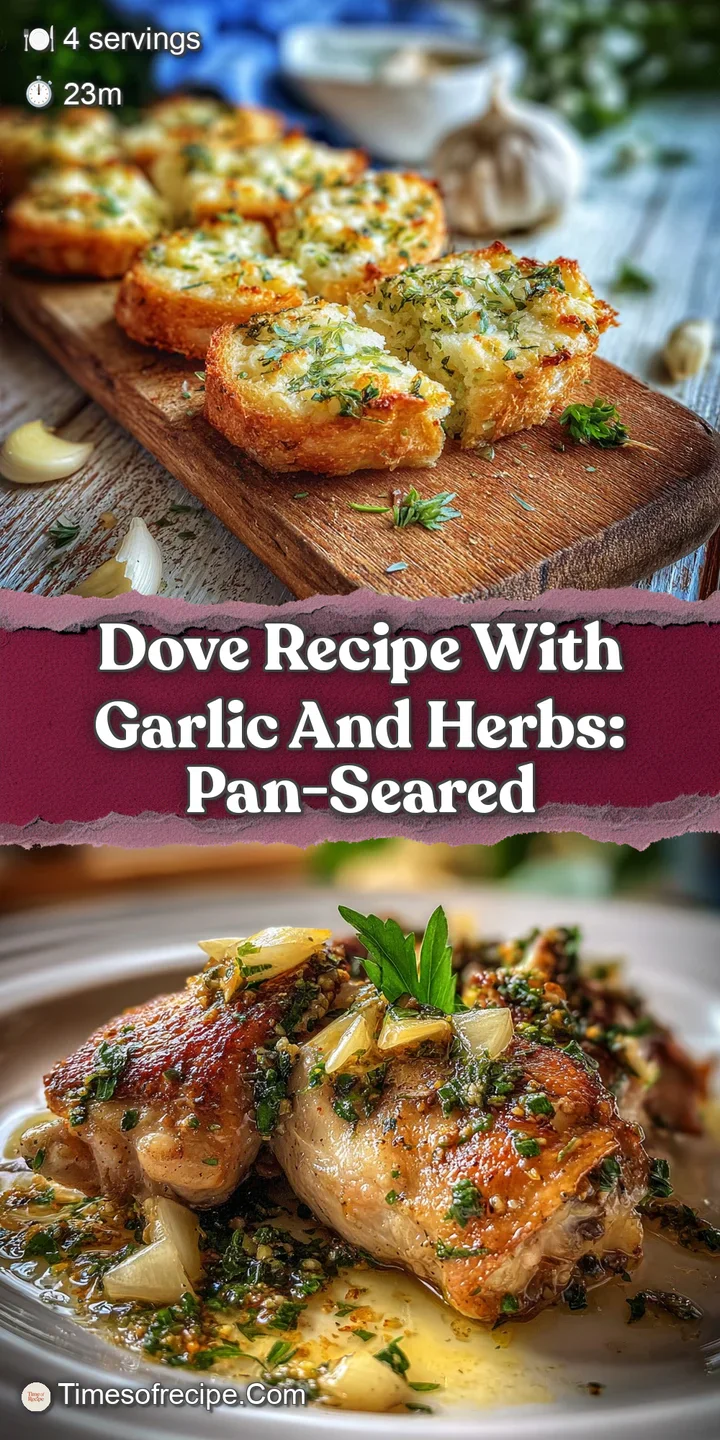 Close-up of juicy, browned dove with glistening herbs and garlic. Tender texture and flavorful sauce are very inviting for...