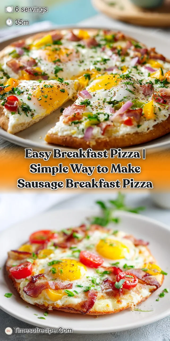 Close-up of a crispy pizza crust layered with airy, golden scrambled eggs and rich, crumbled sausage.