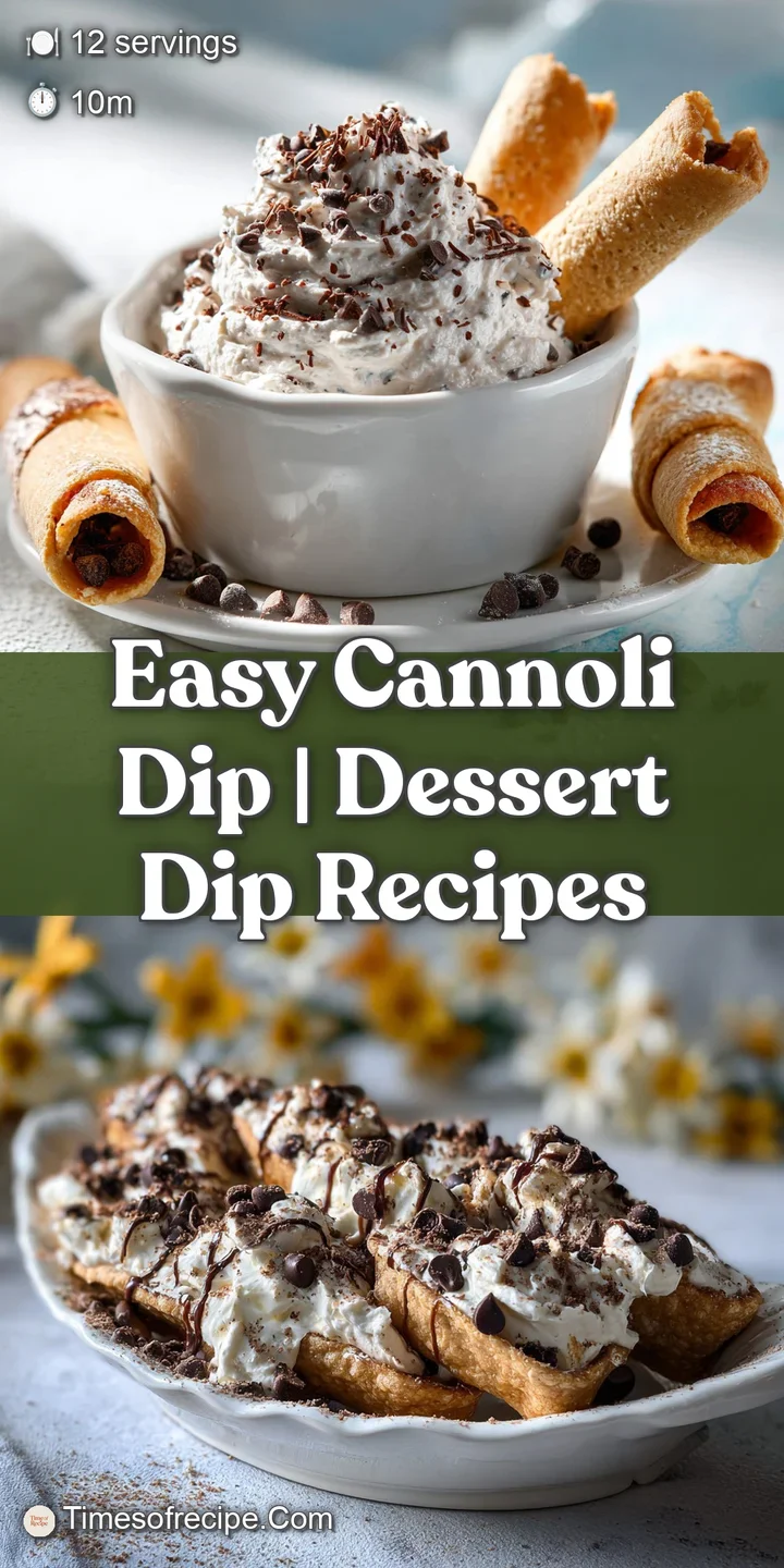 Close-up of cannoli dip swirled with ricotta filling. Tiny chocolate chips are visible within the smooth, airy cream.