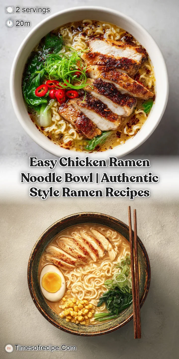 Close-up of tender poached chicken and vibrant green scallions in a savory, steaming ramen broth.