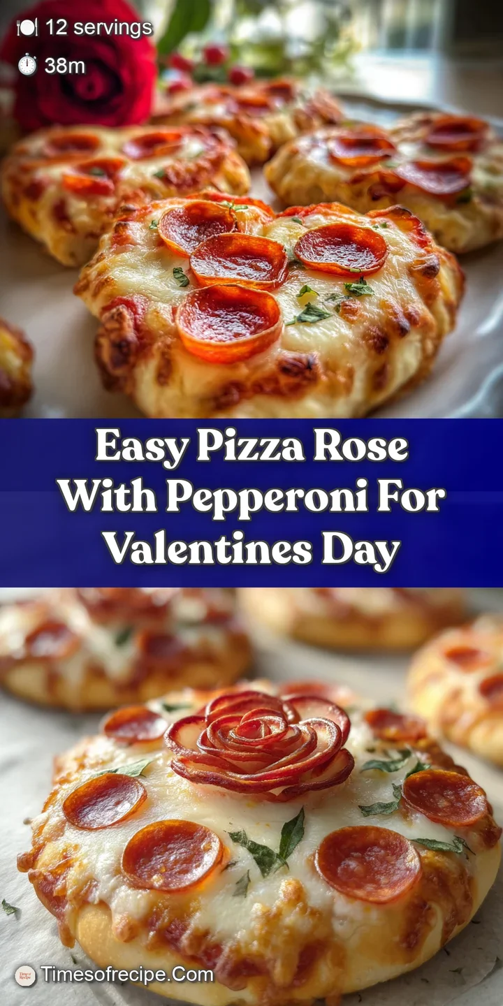 Close-up of a pizza rose, melted cheese bubbling on spicy pepperoni, with glistening tomato sauce, tempting Valentine's Da...