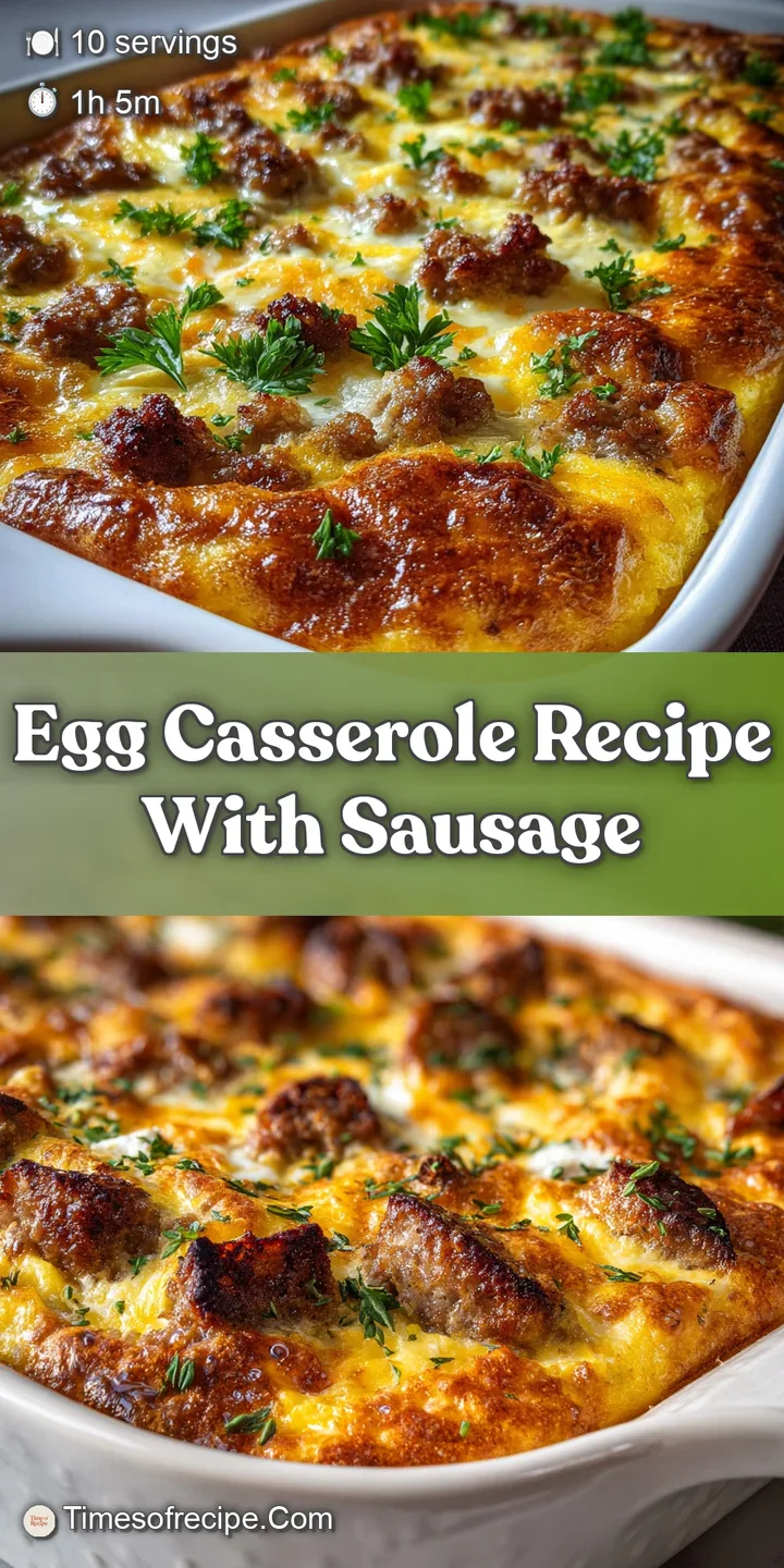 Close-up of savory egg casserole showing the moist interior with visible sausage pieces, melted cheese, and golden crust.
