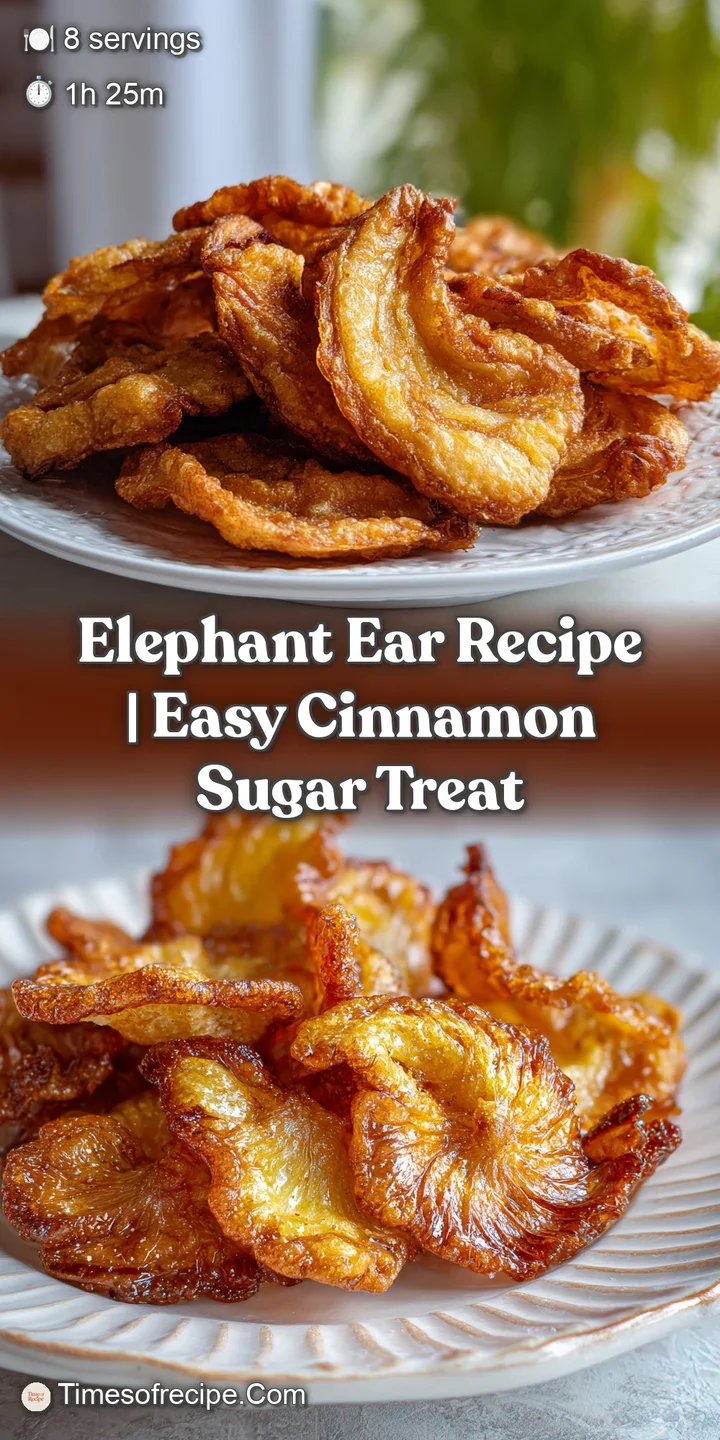 Close-up of a sugary elephant ear with glistening melted butter and cinnamon. Warm, inviting, and utterly delicious. Crisp...