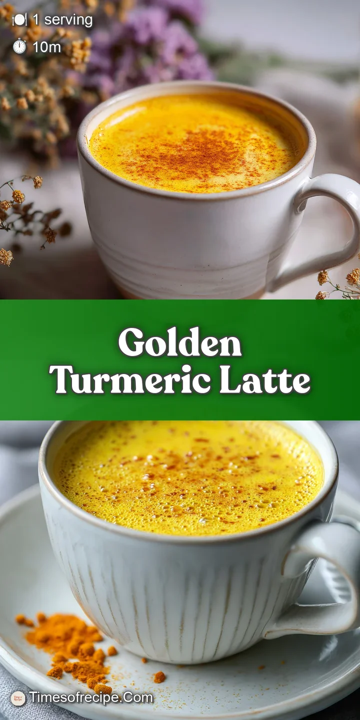 Close-up of a steaming golden latte, velvety smooth surface with spice swirls, promising a warm, fragrant, and comforting ...