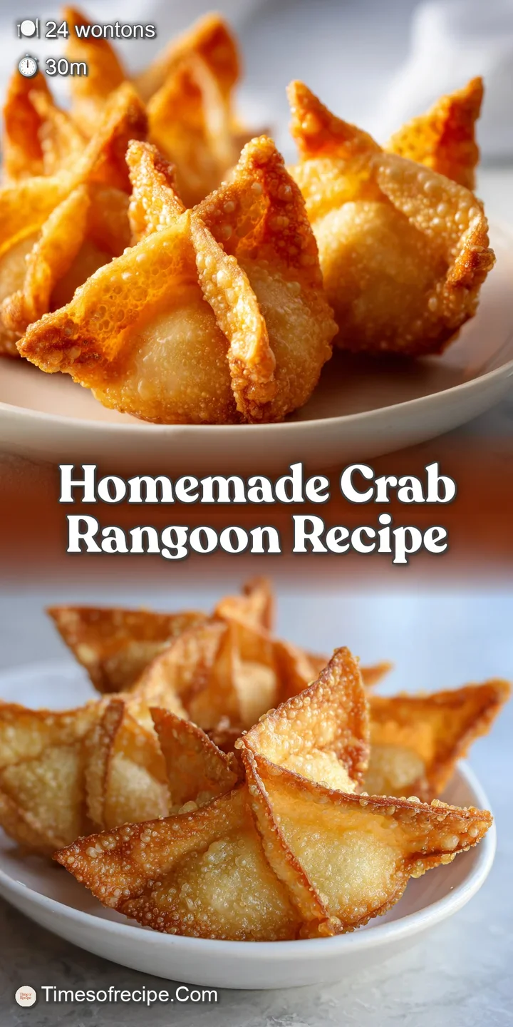 Close-up of a golden-fried Crab Rangoon, bursting with creamy filling, showcasing its crispy, flaky shell and tempting tex...